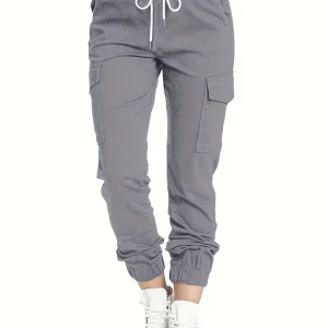 Dames cargo broek met zakken en comfortabele pasvorm casual dagelijkse