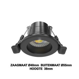 LED INBOUWSPOT MIMI 4W DIM-ZWART-CCT-SWITCH IP65
