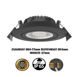 LED INBOUWSPOT MIRAN-SLIM-FIT 5W/7W CCT-SWITCH ZWART